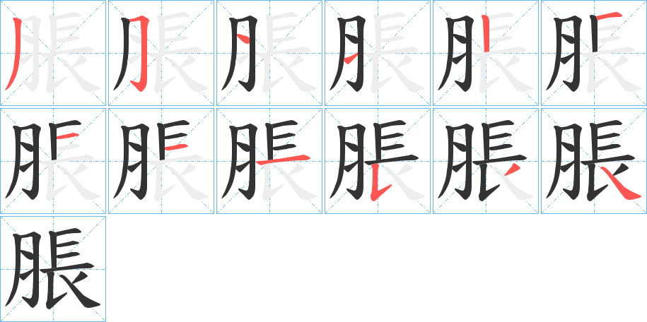 脹字完整笔顺步骤图
