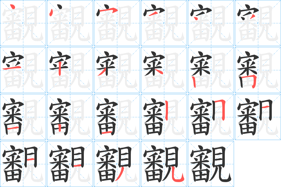 覾字笔顺步骤