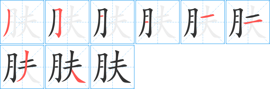 肤字完整笔顺步骤图