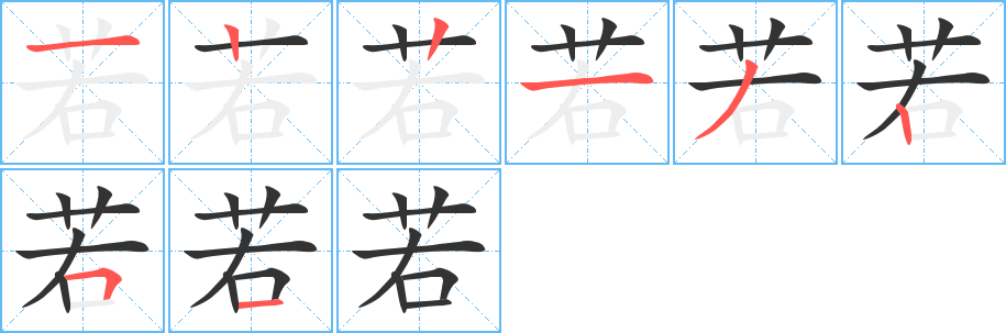 若字完整笔顺步骤图