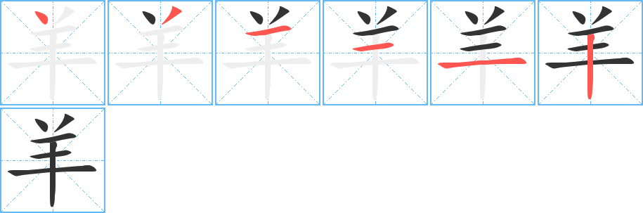 羊字完整笔顺步骤图