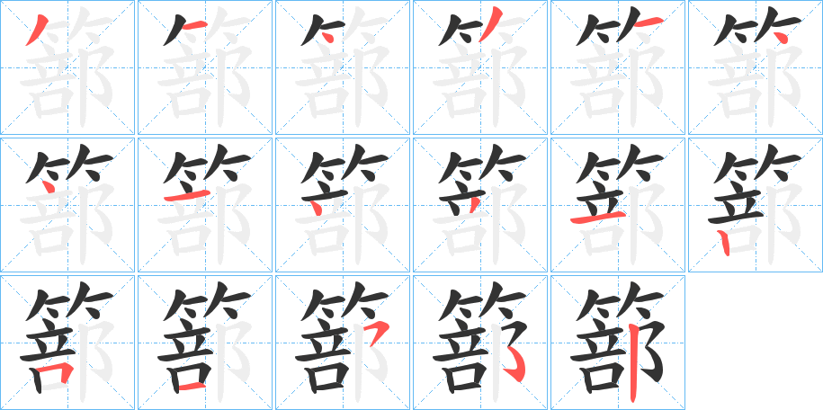 篰字笔顺步骤