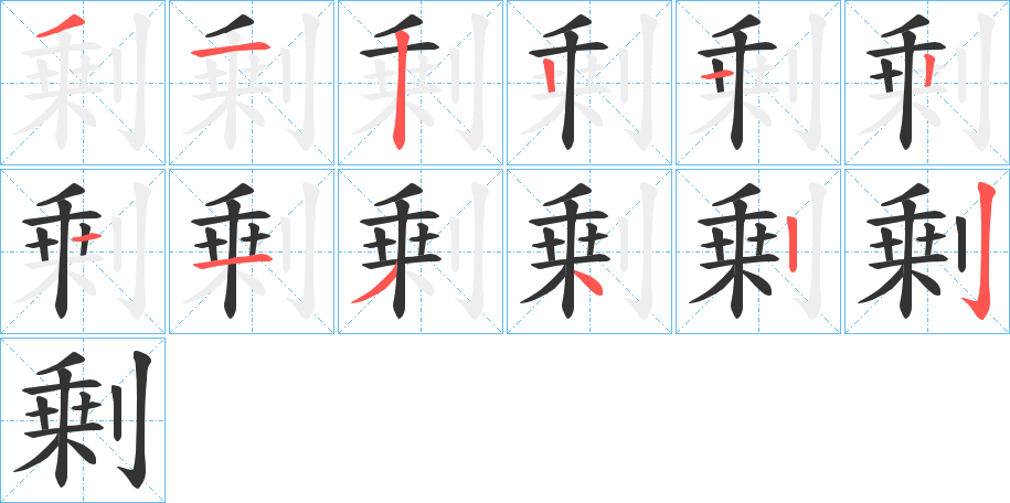 剰字完整笔顺步骤图