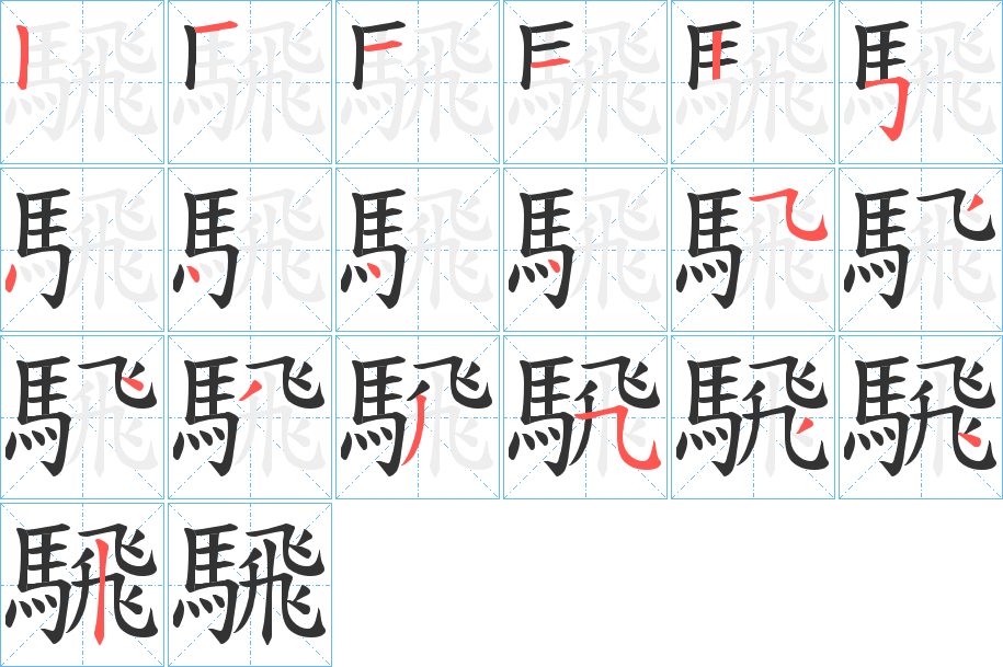 騛字完整笔顺步骤图