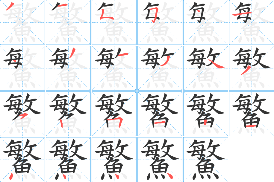 鰵字完整笔顺步骤图