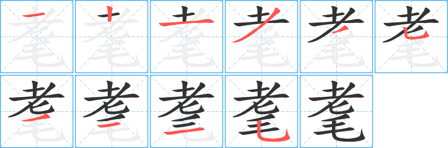耄字完整笔顺步骤图