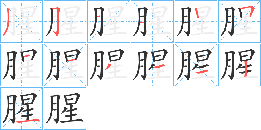腥字完整笔顺步骤图