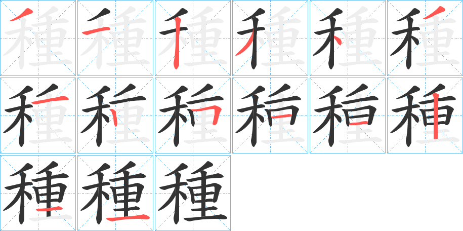 種字完整笔顺步骤图