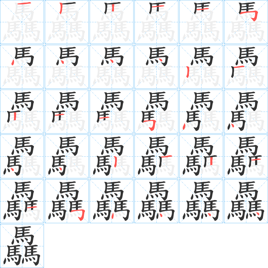 驫字笔顺步骤