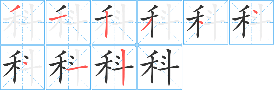 科字完整笔顺步骤图