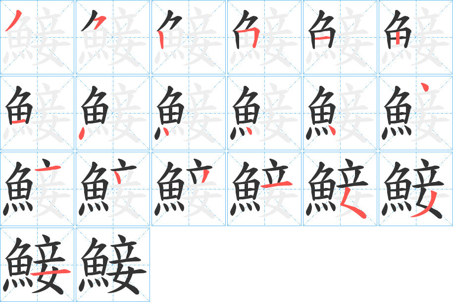鯜字完整笔顺步骤图