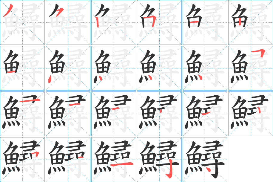 鱘字完整笔顺步骤图