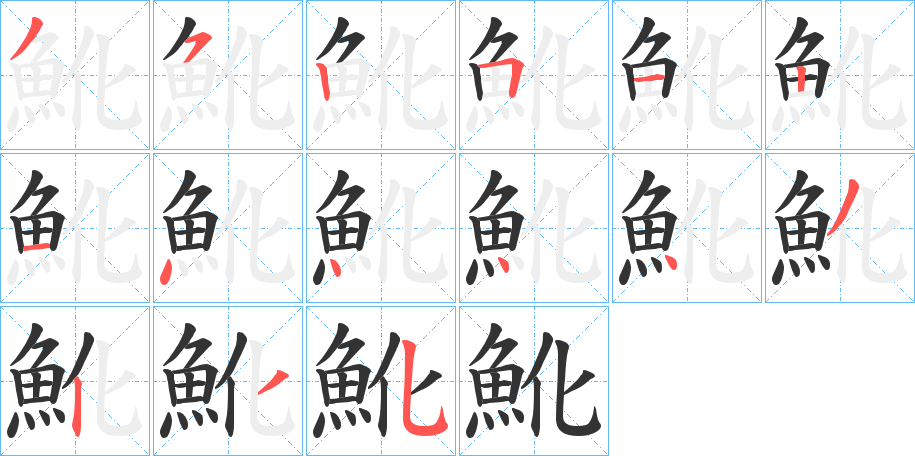 魤字笔顺步骤