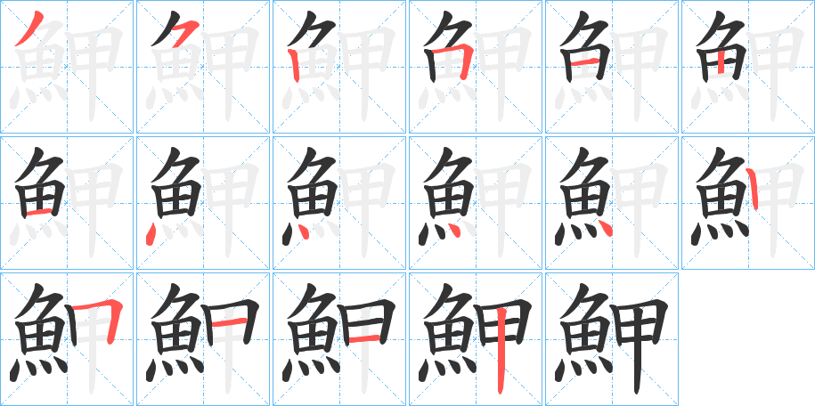 魻字笔顺步骤