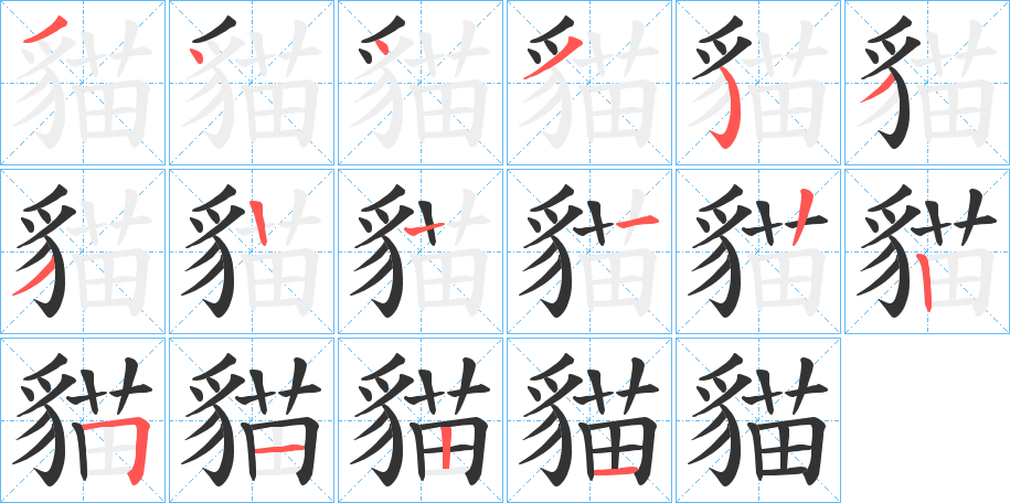貓字完整笔顺步骤图