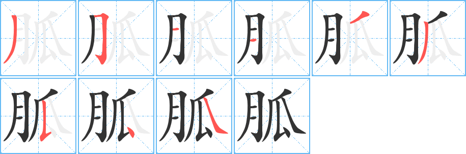 胍字完整笔顺步骤图