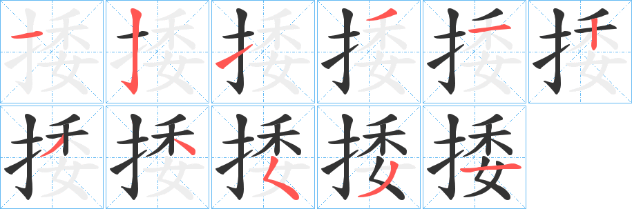 捼字完整笔顺步骤图